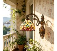 XINYASEE Lampada Da Parete in stile rustico, E27 Mediterranea Applique Da Parete, Paralume in Vetro Vintage Illuminazione Da Parete per Camera Da Letto Soggiorno Corridoio,Ristorante,Loft,caffè (A)