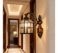 XINYASEE Lampada Da Parete in stile rustico,E27Mediterranea Applique Da Parete, Paralume in Vetro Vintage Illuminazione Da Parete per Camera Da Letto Soggiorno Corridoio,Ristorante,Loft,caffè (B)