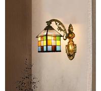 XINYASEE Lampada Da Parete in stile rustico,E27Mediterranea Applique Da Parete, Paralume in Vetro Vintage Illuminazione Da Parete per Camera Da Letto Soggiorno Corridoio,Ristorante,Loft,caffè (A)