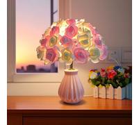 XINYASEE Lampada da tavolo a forma di fiore-Lampada da lettura a LED E27-Luce notturna-Lampada da comodino carina-Lampada decorativa per soggiorno,camera da letto,hotel (Bianco rosa)
