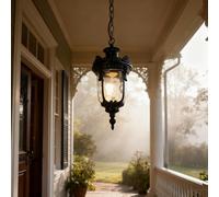 XINYASEE Lampade a sospensione all'aperto, luce del pendente del giardino del corridoio del balcone della villa all'aperto del Gazebo impermeabile E27 base a spirale (PDWP-12-Noir)