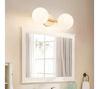XINYASEE Lampade da specchio semplice per bagno, camera da letto, comodino, lampada da parete G9, moderna, per trucco, lampade da parete con cornice a 2, 3, 4, 5 teste, oro (2 teste)
