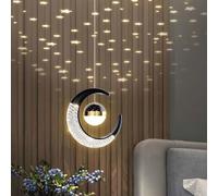 XINYASEE LED Lampadario a sospensione,LED Forma di Luna Moderna Lampada a Sospensione,Plafoniera Fata Lampada Luna e Stelle Lampada a Sospensione Camera da Letto Lampadario (Nero(Caldo))