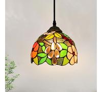 XINYASEE Tiffany Lampada a sospensione, Vintage Deco Vetro lampadari,E27 Plafoniera regolabile in altezza,Lampadario Tiffany per Sospensione Soggiorno Cucina Camera da letto Loft Cafe Balcone (A)