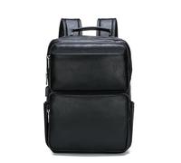 XINYASEEZaino da uomo in vera pelle, zaino da viaggio retrò Europa e Stati Uniti, zaino per laptop da 15,6”, zaino per il tempo libero degli studenti (nero)