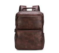 XINYASEEZaino da uomo in vera pelle, zaino da viaggio retrò Europa e Stati Uniti, zaino per laptop da 15,6”, zaino per il tempo libero degli studenti (marrone)