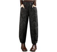Xinyilau Pantaloni imbottiti da donna, pantaloni invernali ultraleggeri da sci e neve, pantaloni imbottiti da esterno, pantaloni caldi antivento da viaggio(Black,XL)