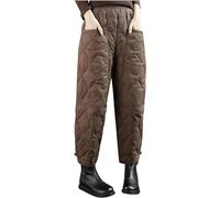 Xinyilau Pantaloni imbottiti da donna, pantaloni invernali ultraleggeri da sci e neve, pantaloni imbottiti da esterno, pantaloni caldi antivento da viaggio(Coffee,XL)