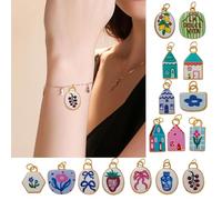 XINYIN Elegante Ciondolo Ovale in Acciaio Inossidabile Dipinto A Mano per Orecchini Collana Gioielli Fatti A Mano Accessori La Lavorazione Ciondoli Gioielli in Acciaio Inossidabile