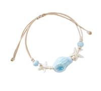 XINYIN Elegante Marina Ispirato Ceramica Stella Pesce Conch Perline Per Le Donne Handmade Beach Bangle Impilabile Gioielli Conchiglie Resina Intrecciata, Misura unica, come descritto