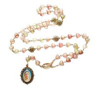 XINYIN Elegante rosario con perline a forma di cuore con rose, collana da preghiera, alla moda, vintage, da indossare tutti i giorni