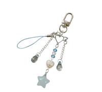XINYIN Portachiavi con perline in acrilico robusto con sagome di stelle, decorazione resistente agli urti per borse, zaini o dispositivi portachiavi a goccia, Blu, Taglia unica
