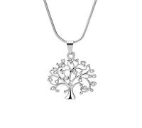 Xinyixin Ouran - Collana con Ciondolo a Forma di Albero della Vita, da Donna, in Oro o Argento, con Cristalli di Zirconia cubica, per Donna o Ragazza e Placcato Argento, cod. XL-0136