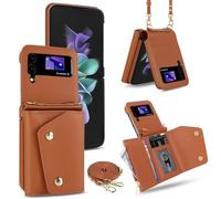xinyunew Cover con Collana Compatibile con Samsung Galaxy Z Flip3,Case con Laccio per Il Collo Custodia con Cordino,Custodia in Silicone (per Samsung Galaxy Z Flip 3) - (PRODUCT) Marrone