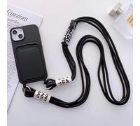 xinyunew Cover con Cordino per iphone 16, Card package Custodia con Laccio Tracolla Cinghia Regolabile Necklace Collana, Antiurto AntiGraffio Case, Nero