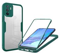 xinyunew Cover per Oppo A53S/A33 2020/A32/Oppo A53,360 Gradi Rugged Antiurto Custodia con Protezione dello Schermo Integrata,Trasparente Protettivo Case con Protezione Fotocamera,verde