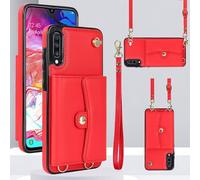 xinyunew Cover per Samsung Galaxy A70/A70S Multi slot sottile con custodia a corda lunga a tracolla Premium Portafoglio Custodia in Pelle,Cover a Libro Portafoglio per Galaxy A70 Rosso