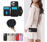 xinyunew Cover per Samsung Galaxy S20 FE con cordino Porta Carte Custodia Samsung Galaxy S20 FE Custodia con Laccio Tracolla Cinghia Regolabile Necklace Collana Supporto Stand portafoglio donna - Nero