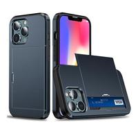 xinyunew Custodia per iPhone 13 Pro Max,Custodia Hybrid con scompartimento per tessere compatibile,TPU Bumper Silicone Custodie,Anti Graffio Hard PC,Antiurto Grado Militare-Blu Navy