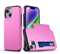 xinyunew Custodia per iPhone 14,Custodia Hybrid con scompartimento per tessere compatibile,TPU Bumper Silicone Custodie,Anti Graffio Hard PC,Antiurto Grado Militare-Rosso Rosa