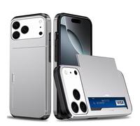 xinyunew Custodia per iPhone 18 Pro Max,Custodia Hybrid con scompartimento per tessere compatibile,TPU Bumper Silicone Custodie,Anti Graffio Hard PC,Antiurto Grado Militare-Argentato