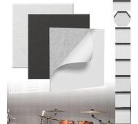 XINZI Pannelli acustici 3D, pannelli acustici quadrati, autoadesivi, fonoassorbenti, pannelli da parete, isolamento acustico, pannelli fonoassorbenti, colore: bianco