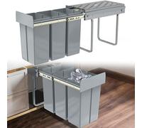 Xinzi - Pattumiera da cucina, 3 scomparti, 3 x 10 l, sistema di raccolta differenziata a incasso, con estensione completa