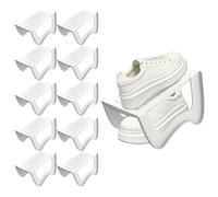 XINZI Set di 10 organizer per scarpe, impilatore per scarpe, antiscivolo e compatto, in plastica PP, salvaspazio, per riporre in corridoio, scaffale, armadio, bianco
