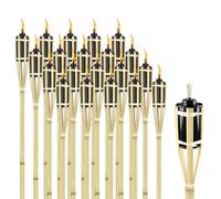 XINZI Set di 12 torce da giardino in bambù per esterni, con stoppino, ricaricabili, altezza 90 cm, lampada a olio per esterni, durata circa 4-6 ore
