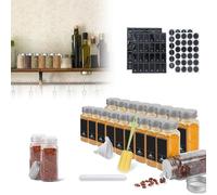 XINZI Set di 24 barattoli per spezie, 120 ml, rettangolari, contenitori per spezie, spezie, contenitori ermetici con etichette, inserto per spargere, spazzola per la pulizia, imbuto, coperchio in