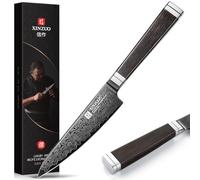 XINZUO 13,5cm Coltello Universale da Cucina -67 Strati in Acciaio Damasco Coltello Multiuso -Tagliente Professionale Forgiata Spelucchino 12Cr18MoV Acciaio -Manico in Legno di Ebano