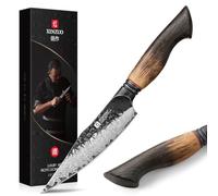 XINZUO 14,1cm Coltello Universale da Cucina -67 Strati in Acciaio Damasco Coltello Multiuso -Tagliente Professionale Forgiata Spelucchino 10Cr15CoMoV Acciaio -Manico in Rovere Bianco e G10 Rosso