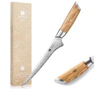 XINZUO 17,8cm Coltello per Sfilettare Acciaio a Polvere di Damasco a 73 Strati -Professionale Coltello da Filetto Cucina Bordo Disossare Pesce e Carne -Manico in Legno d'Ulivo