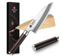 XINZUO 18cm Coltello Deba Acciaio Inossidabile X8Cr14MoV, Coltello da Sushi Sashimi Professionale Lama Singola, Manico in Legno di Ebano -con Fodero in Legno di Betulla