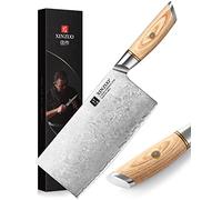 XINZUO 19cm Coltello da Cuoco Cinese 3 Strati Acciaio Composito | Professionale Mannaia da Cucina Acciaio Inox Affilato Coltello da Chef -Manico in Legno di Pakka -con Confezione Regalo