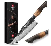 XINZUO 21,9cm Coltello da Cuoco 67 Strati in Acciaio Damasco Forgiato a Mano Coltello da Chef da Cucina Nucleo in Acciaio 10Cr15CoMoV -Manico Ergonomico in Rovere Bianco e G10 Rosso