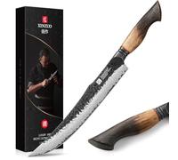 XINZUO 25,5cm Coltello per Affettare Carne Acciaio Damasco -Affilata Forgiata Coltello da Cuoco da Cucina Professionale -Manico Ergonomico in Rovere Bianco -con Confezione Regalo