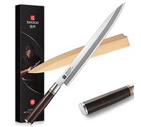 XINZUO 30cm Yanagiba Coltello Sashimi in Acciaio Inossidabile X7Cr17MoV, Tradizionale Giapponese da Sushi e Pesce con Manico in Ebano - Fodero in Legno di Betulla