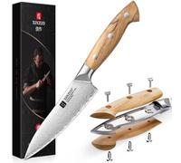 XINZUO Acciaio Composito 13,5cm Coltello Universale da Cucina Affilata Spelucchino per Frutta Acciaio Inossidabile Multifunzione Coltello per Sbucciare-Manico in Legno d'Ulivo-con Confezione Regalo