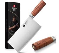 XINZUO Acciaio Composito Professionale Affilati Mannaia da Cucina 18,8cm | Coltello da Cuoco Cinese Acciaio Inossidabile Coltello da Chef -Manico in Red Wood -Taglia Rapidamente Gli Alimenti