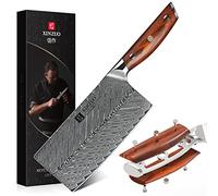 XINZUO Acciaio Damasco Mannaia da Cucina 18cm Coltello da Cuoco Cinese | Forgiato a Mano Professionale Affilati Coltello Mannaia Cinese -Manico in Legno di Rosa -con Confezione Regalo -Yi Serie
