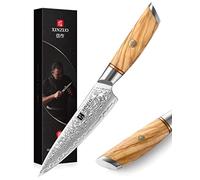 XINZUO Coltello Multiuso da Cucina 13cm Coltello Universale 73 Strati Acciaio di Damasco -Multifunzione Professionale Coltelli per Sbucciare Acciaio 14Cr14MoVNb -Manico Ergonomico in Legno d'Ulivo
