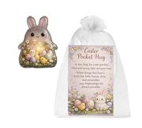 XIOANG Ciondolo con lepre e biglietto Pasqua con messaggio benedizione, set biglietti per feste per adulti, auguri per la decorazione della casa