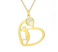 XIOANG Collana con ciondolo a forma cuore per giocatori, catena in acciaio inossidabile, gioielli per amanti dello sport e atleti, elegante regalo pallavolo