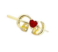 XIOANG Grillzs Fang in Rame a Forma Cuore Cavo, Gold-Color Red