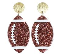 XioBingYou Orecchini pendenti a forma di palla sportiva con glitter acrilici per donne, scintillanti, calcio, pallavolo, basket, baseball, regalo per il giorno del gioco, gioielli a tema sportivo