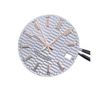 XIOKLM Quadrante dell'orologio a strisce orizzontali Blu ghiaccio Diario di bordo luminoso Accessori meccanici fai-da-te NH35 NH36 Orologi viso 28,5 mm(4Rose white 512-1)