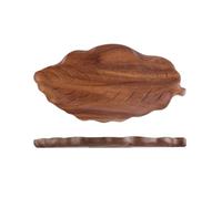 XIOKLM Vassoio da portata in legno per frutta, dessert, snack, piatto da portata fatto a mano, vassoio decorativo a forma di foglia, regalo di inaugurazione della casa (per M)