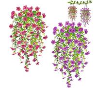 Xionghonglong 2 pezzi di violette piante artificiali, fiori artificiali, come reali, 76 cm, piante da appendere come veri fiori finti, piante artificiali in plastica, da appendere, per giardino