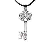 XIPIEIO Collana di Tendenza Moda Uomo Colori Ciondolo Chiave Collana con Catena in Corda di Pelle Nera Regalo Personalizzato